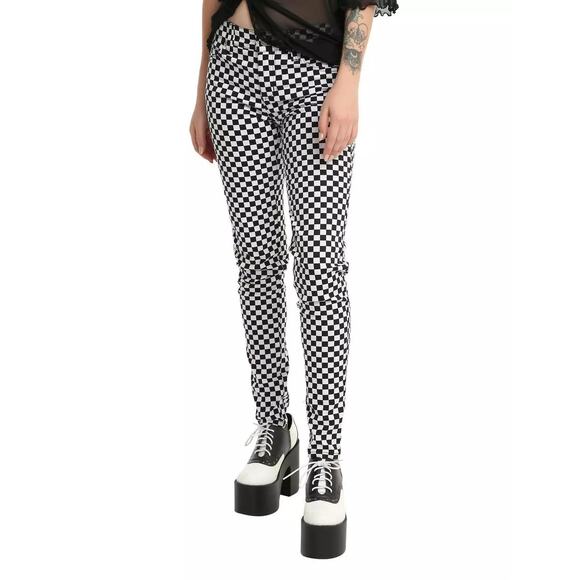 Tripp NYC Daang Goodman Size 1/25 Checkerboard Black & White T Back Skinny Pants - Picture 1 of 11